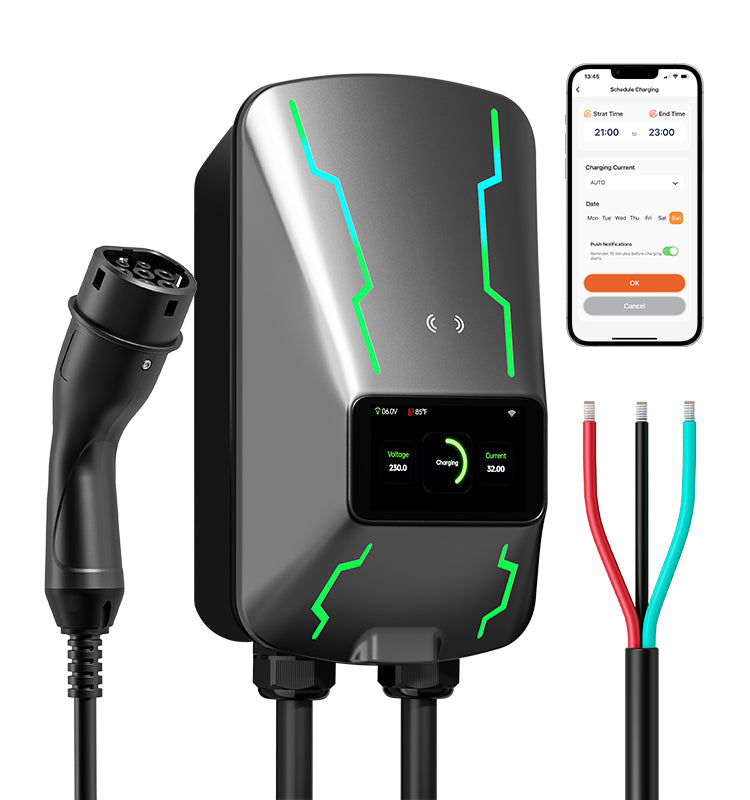 Sunspire European Standard Ip65 WiFi Level 2 Car EV Charger 32A 7KW 22KW Wall-mounted Fast Electric Charging Station For Home UseType2