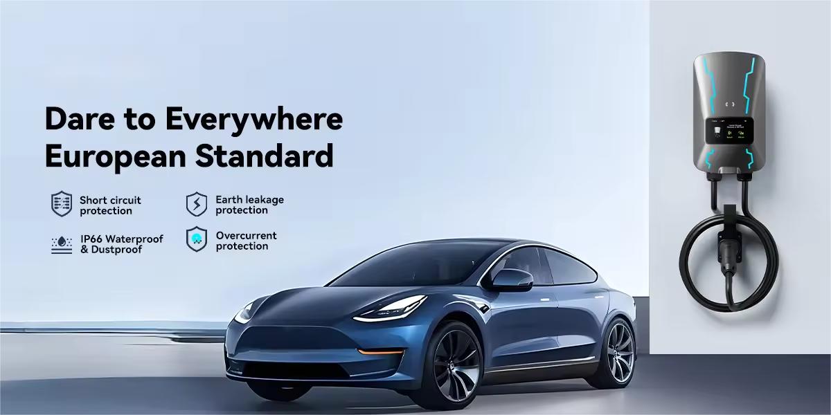OEM Custom 32A Single Phase 7KW Intelligent Voice-Controlled Charging Station Wallbox Electric Vehicle Ev IP55 Safe Charger