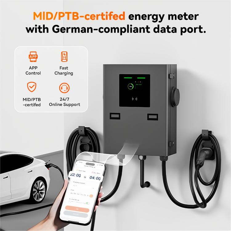 New OCPP2.0.1 AC EV Charger 14kW 22kW 44kW Wall-mounted Commercial EV Charger Station Type 2 Plug Fast Charging Socket