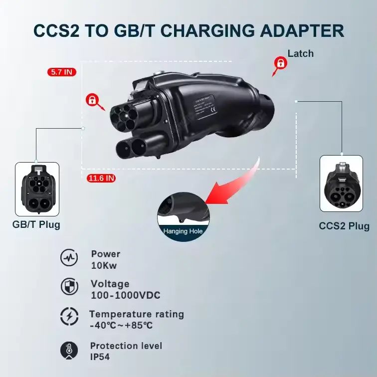 Upgraded 250A CCS2 to GBT DC Charging EV Adapter