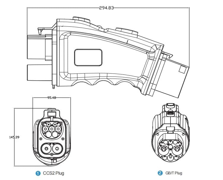 Upgraded 250A CCS2 to GBT DC Charging EV Adapter