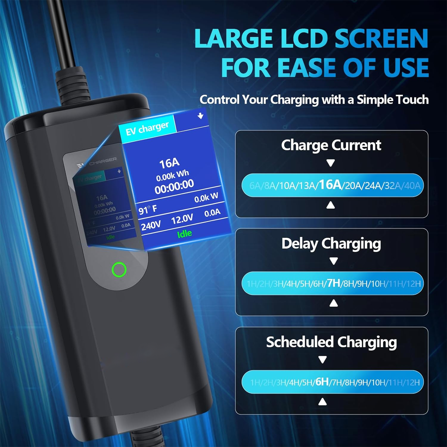 Wholesale Electric Car 16a 32a 3.5kw 7kw Ev Charging Station Portable Ev Charger with Screen Adjustable