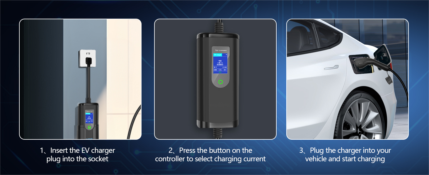 Wholesale Electric Car 16a 32a 3.5kw 7kw Ev Charging Station Portable Ev Charger with Screen Adjustable