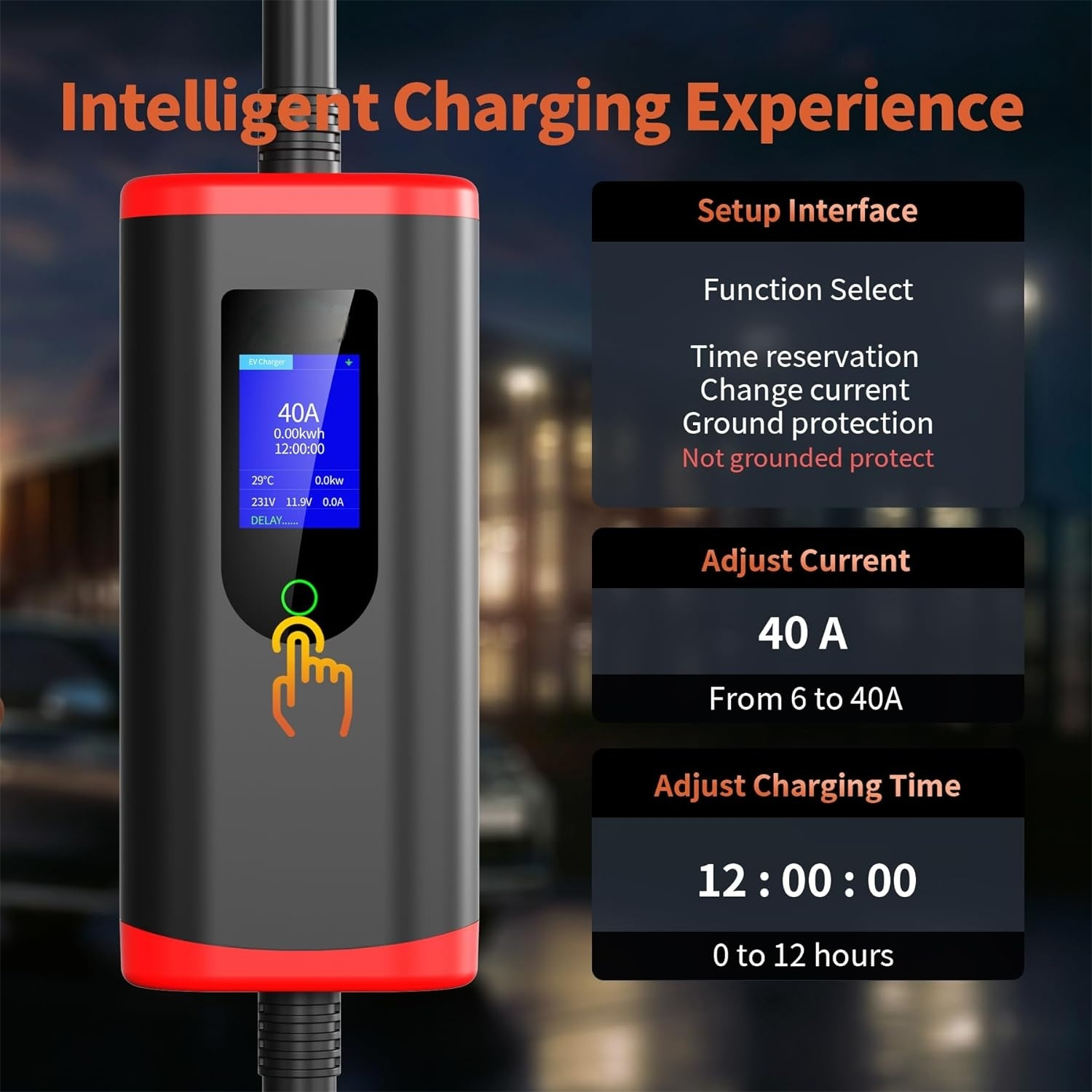 Wholesale Electric Car 16a 32a 3.5kw 7kw Ev Charging Station Portable Ev Charger with Screen Adjustable
