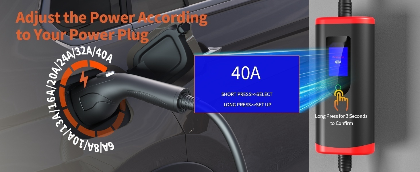 Wholesale Electric Car 16a 32a 3.5kw 7kw Ev Charging Station Portable Ev Charger with Screen Adjustable