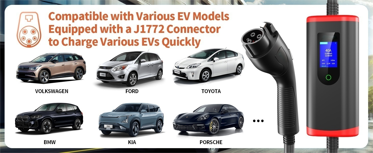 Wholesale Electric Car 16a 32a 3.5kw 7kw Ev Charging Station Portable Ev Charger with Screen Adjustable