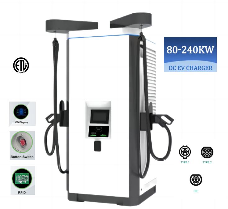 60kW~350kW CCS1/CCS2 Commercial ETL FCC Certification DC Fast Charging EV Car Charger