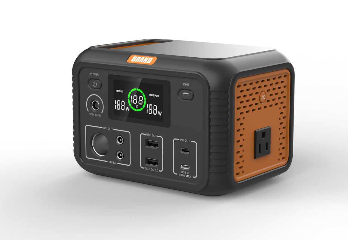 LiFePO4 Battery With LED Light Portable 300W Power Station Energy Storage Solar Generator