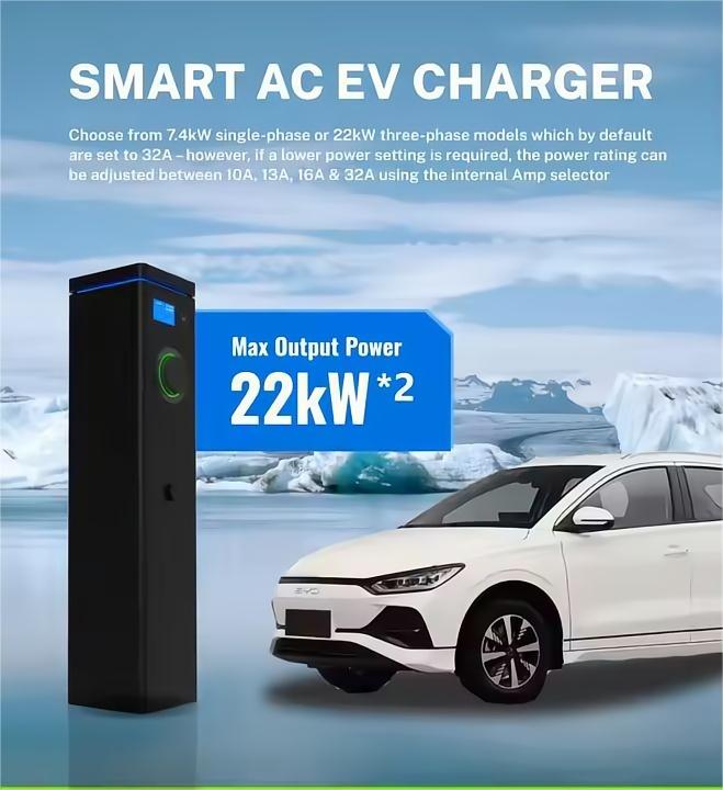 Dual EV Charger 7.4KW/22KW with Dynamic Load Balance | Type 2, 3-Phase