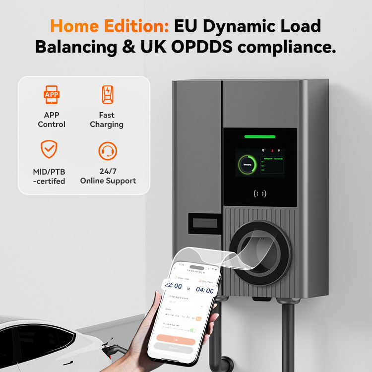 Smart EV Charger with App Control Mobile App Monitoring Load Balancing RFID QR Code Payment OCPP 2.0 22kW Charger for Tesla EVSE