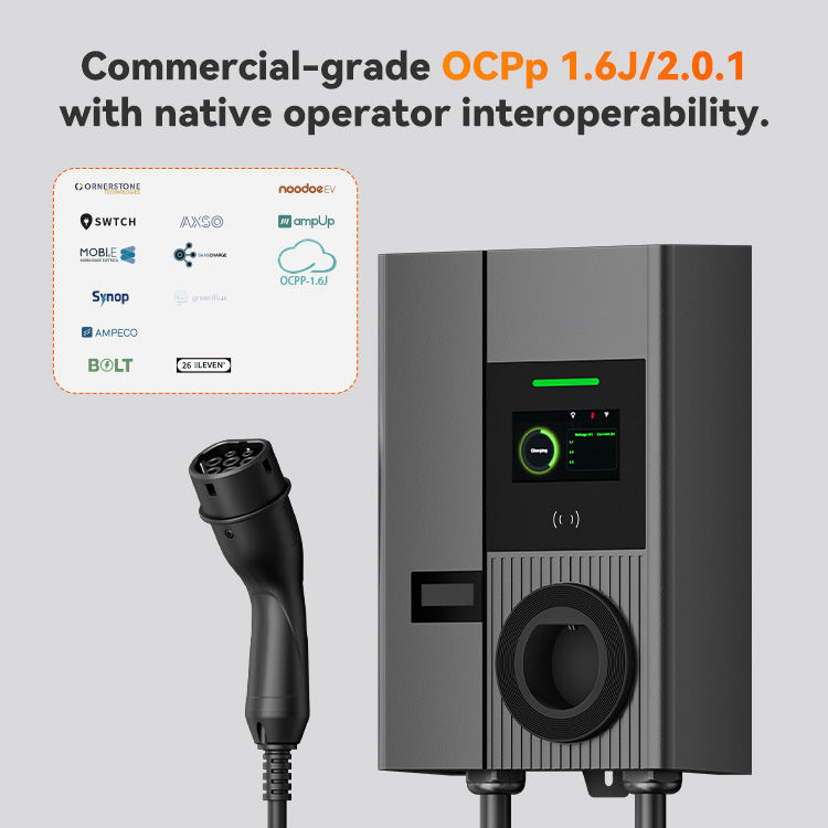 Smart EV Charger with App Control Mobile App Monitoring Load Balancing RFID QR Code Payment OCPP 2.0 22kW Charger for Tesla EVSE