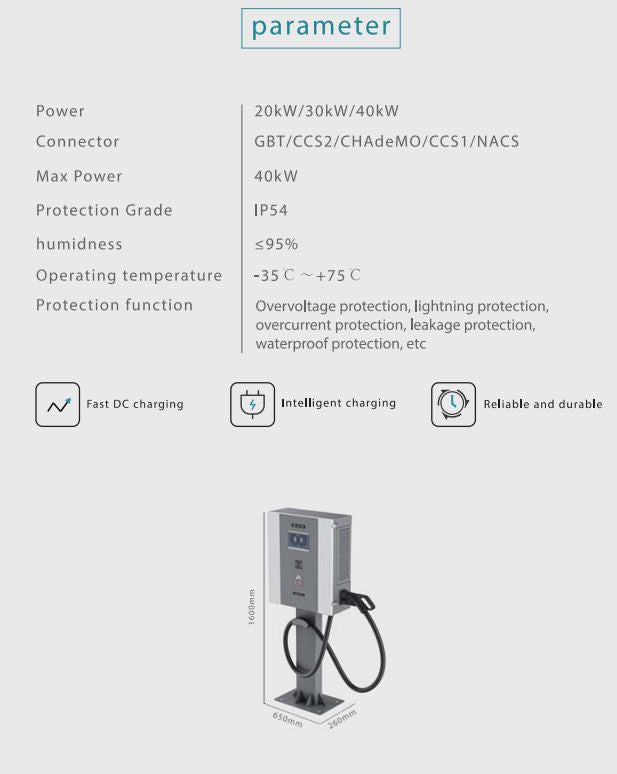 Customizable DC EV Charger | 20-40KW | Wall-Mounted & Column