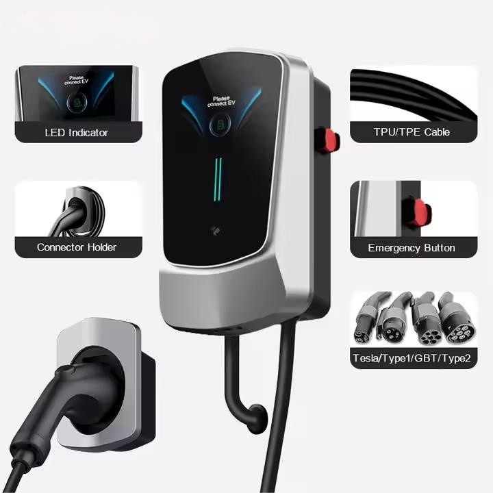 Wallbox EV Charger 7/11/22KW with 4.3" LCD | App, Card & Password Access