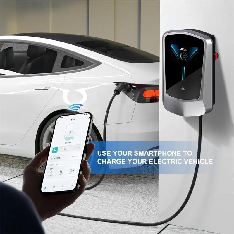 Wallbox EV Charger 7/11/22KW with 4.3" LCD | App, Card & Password Access