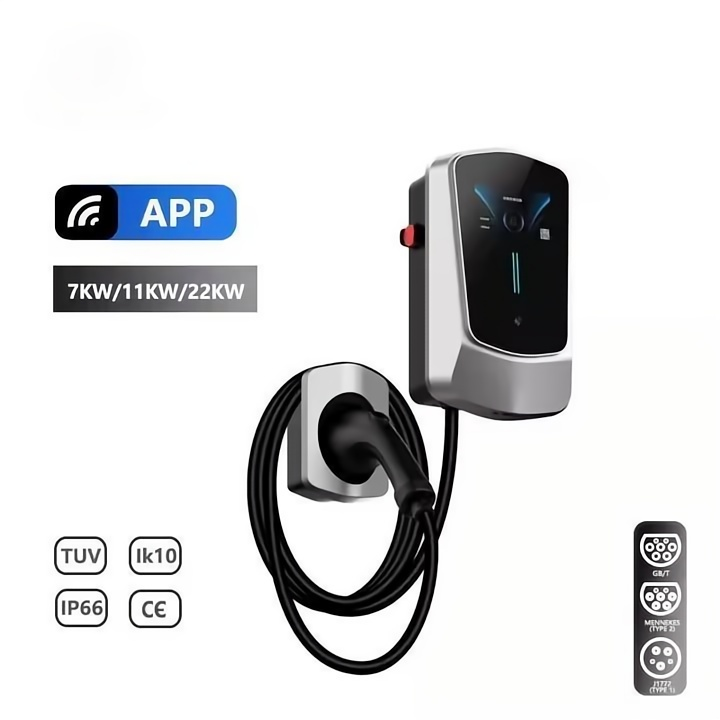 Wallbox EV Charger 7/11/22KW with 4.3" LCD | App, Card & Password Access