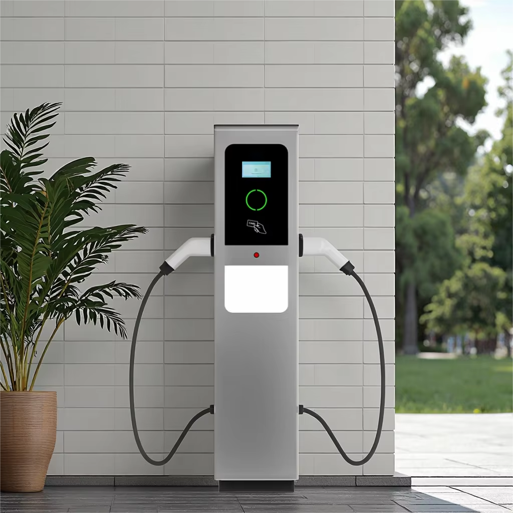Dual Gun Floor Stand EV Charging Station | 2x7KW, 2x11KW, 2x22KW | OCPP Compliant