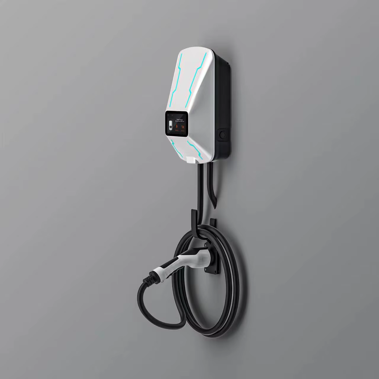 OEM Custom 32A Single Phase 7KW Intelligent Voice-Controlled Charging Station Wallbox Electric Vehicle Ev IP55 Safe Charger