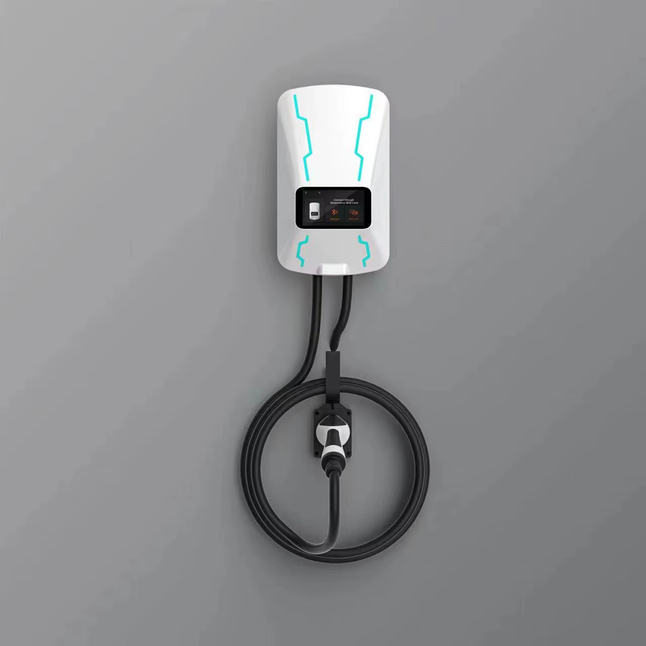 OEM Custom 32A Single Phase 7KW Intelligent Voice-Controlled Charging Station Wallbox Electric Vehicle Ev IP55 Safe Charger