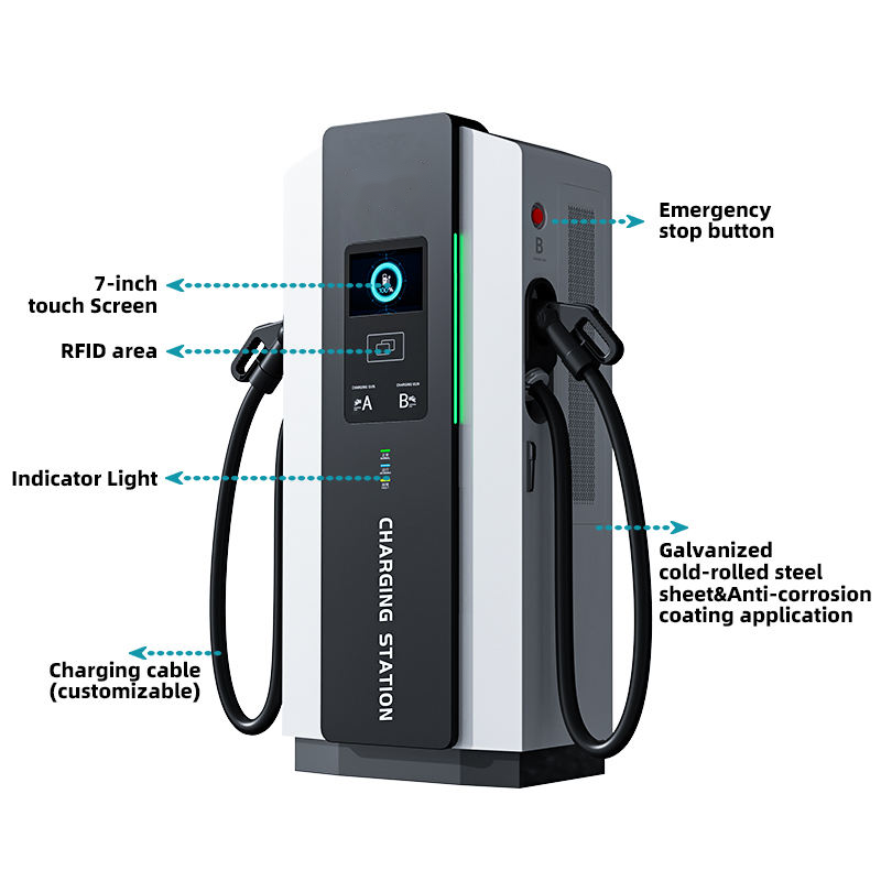 60-480kW Integrated Floor-Mounted DC EV Charging Station Dual Guns, Fast Charger for Commercial Use