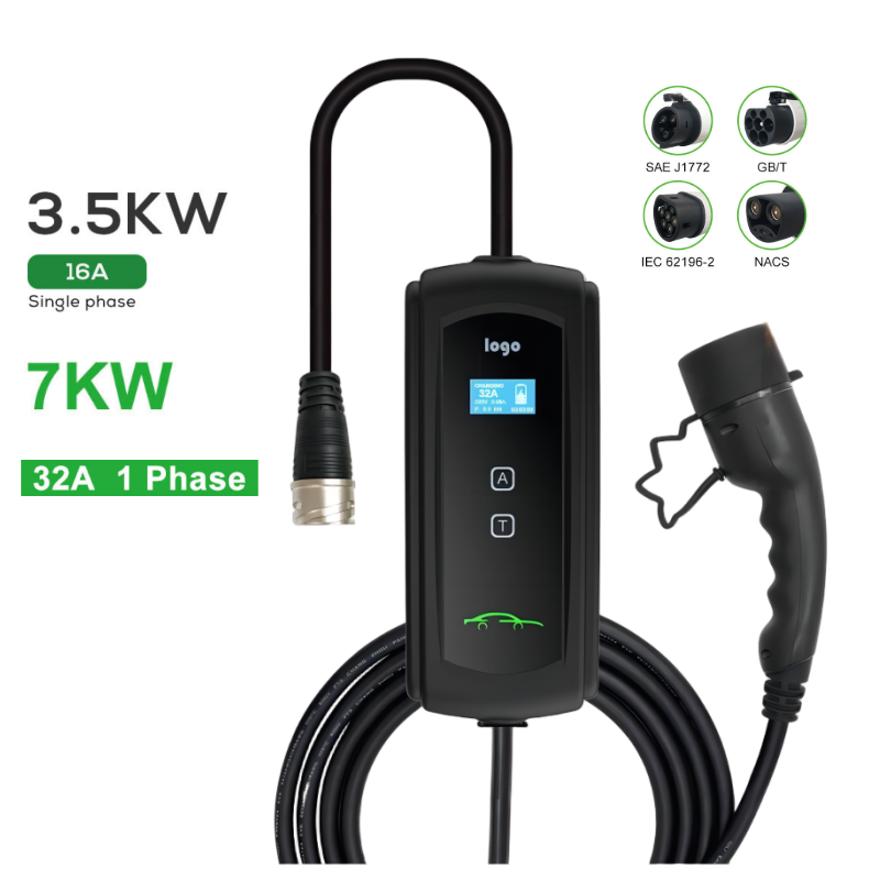 Portable EV Charger | 3.7KW / 7.4KW / 11KW / 22KW | CCS2 Type 1/2 Connector
