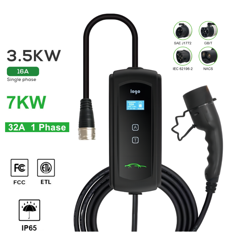 Portable EV Charger | 3.7KW / 7.4KW / 11KW / 22KW | CCS2 Type 1/2 Connector