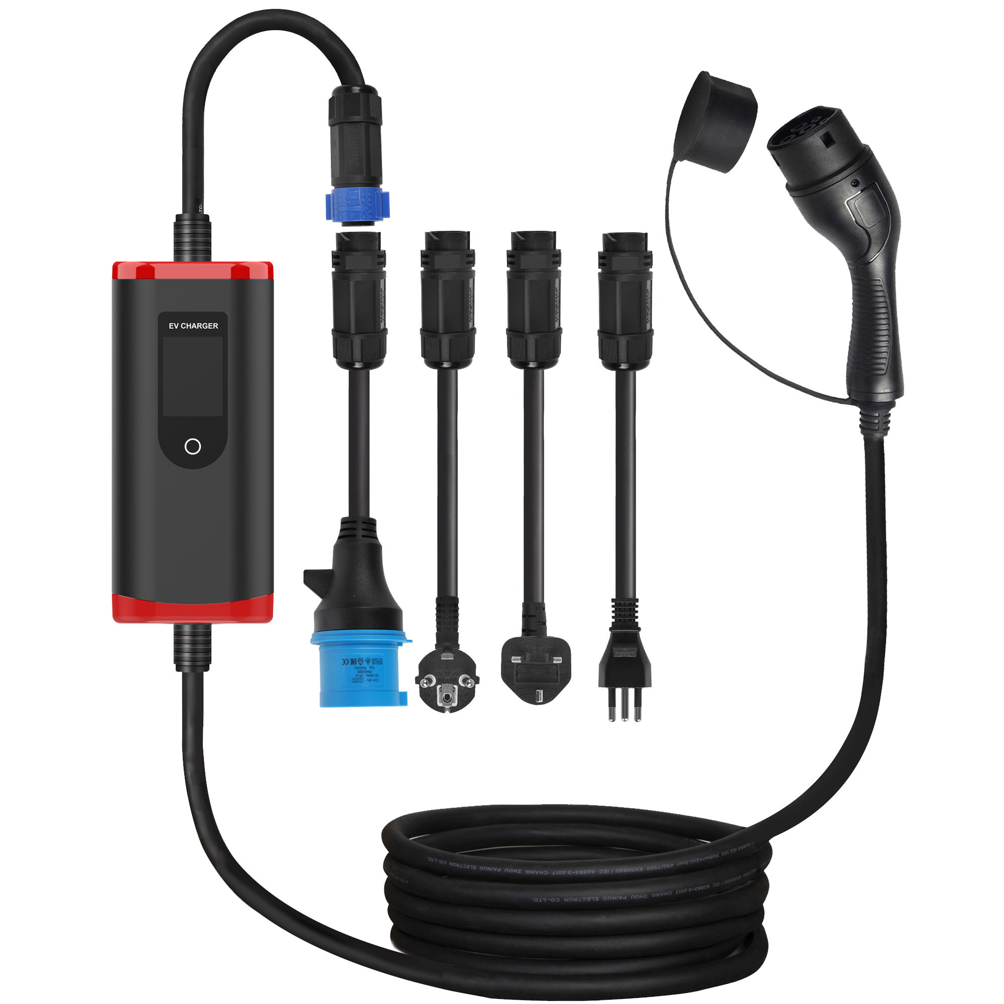 Wholesale Electric Car 16a 32a 3.5kw 7kw Ev Charging Station Portable Ev Charger with Screen Adjustable