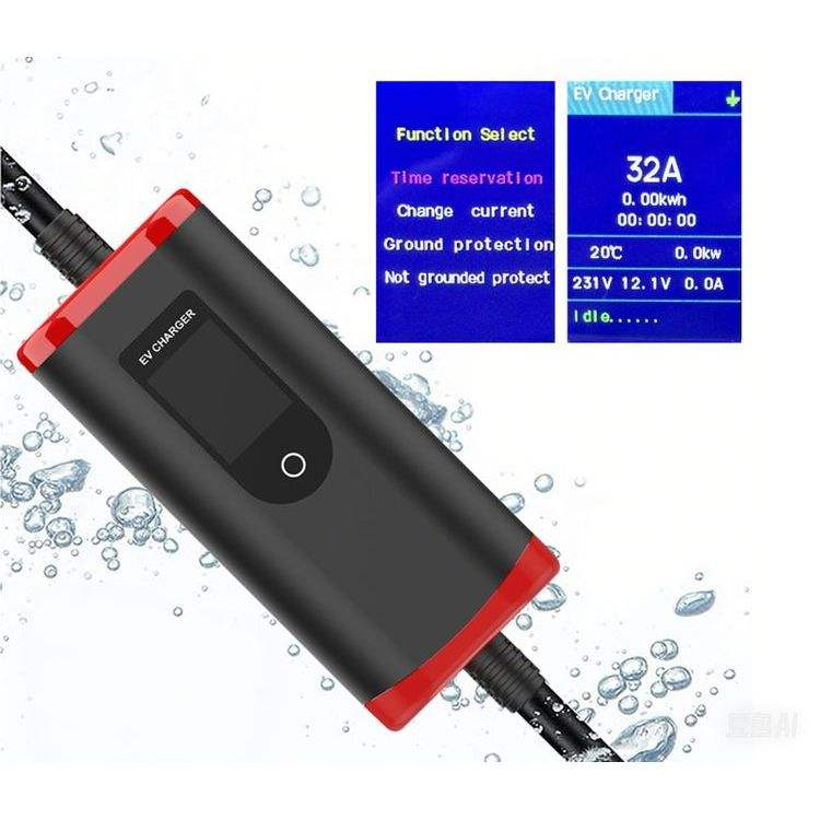 Wholesale Electric Car 16a 32a 3.5kw 7kw Ev Charging Station Portable Ev Charger with Screen Adjustable