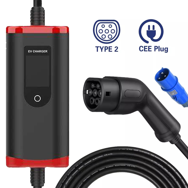 Wholesale Electric Car 16a 32a 3.5kw 7kw Ev Charging Station Portable Ev Charger with Screen Adjustable
