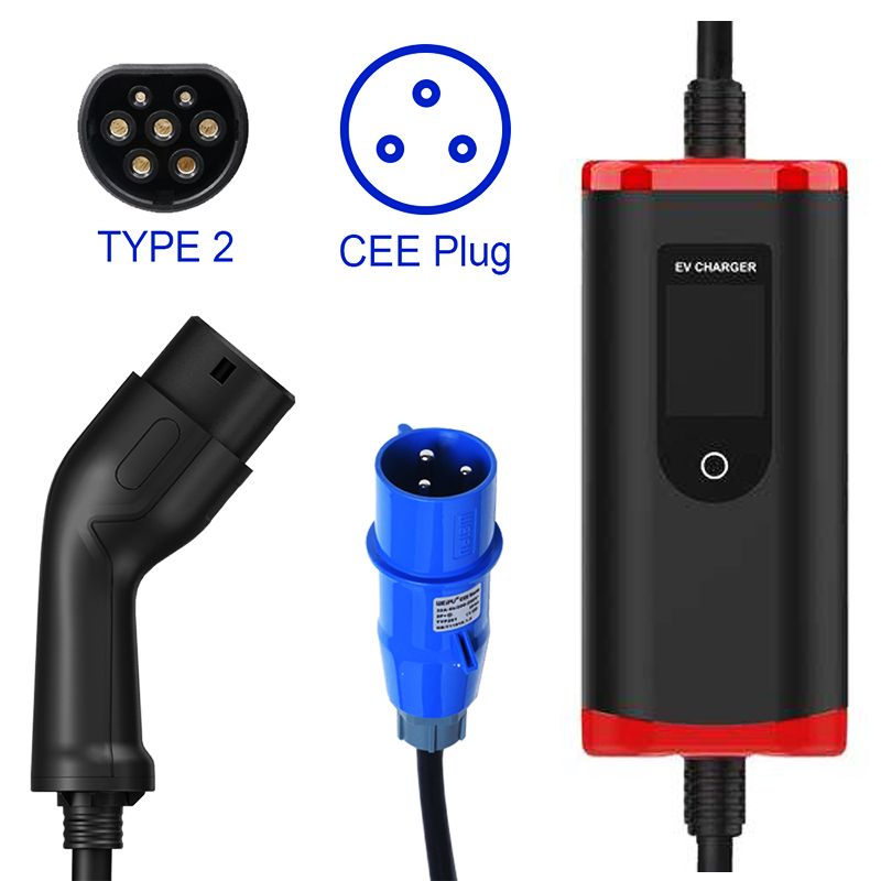 Wholesale Electric Car 16a 32a 3.5kw 7kw Ev Charging Station Portable Ev Charger with Screen Adjustable