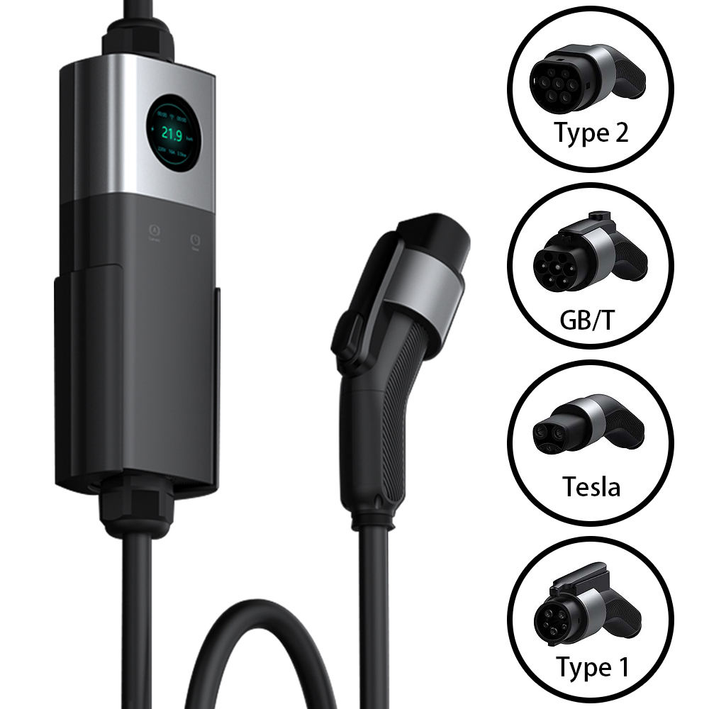 Customizable Level 2 Portable EV Charging Station with WiFi & App | 7kW-22kW