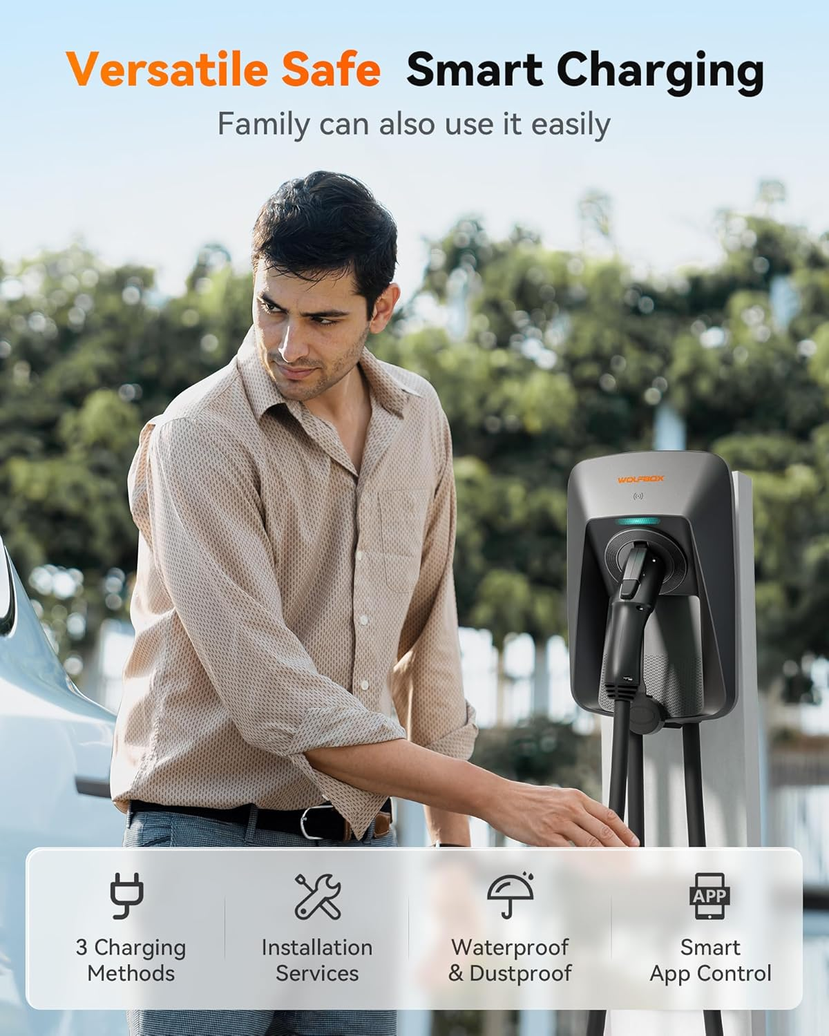 LED Status AC One Phase EV Charger CE TUV Approval 22 kW Portable 7.4kW EV Charging Station with Dynamic