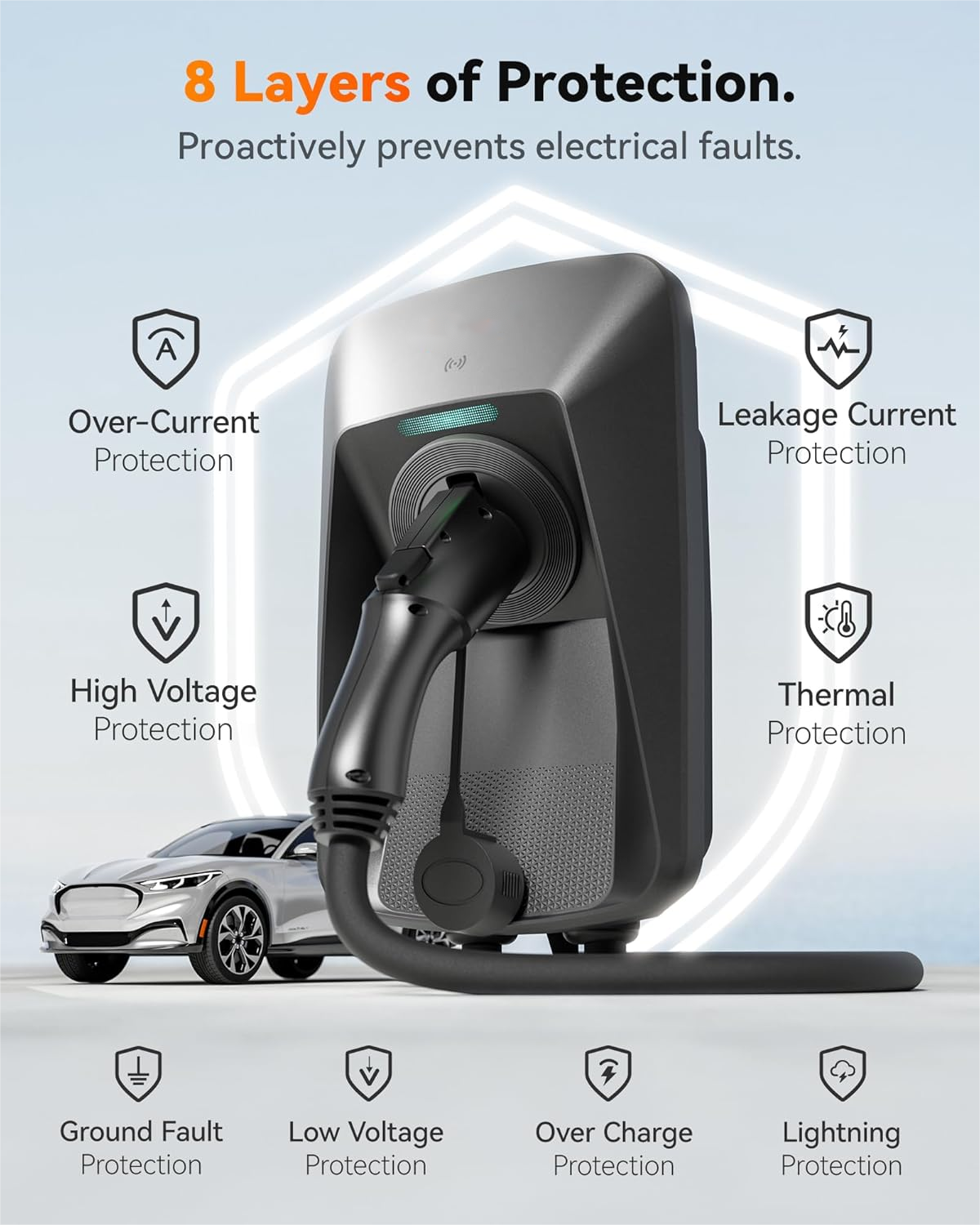 LED Status AC One Phase EV Charger CE TUV Approval 22 kW Portable 7.4kW EV Charging Station with Dynamic