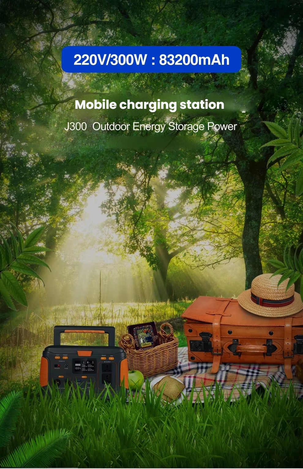 300W Portable Power Station Storage Portable Energy Solar Energy Generator Support USB Quick Charging for Outdoor Home