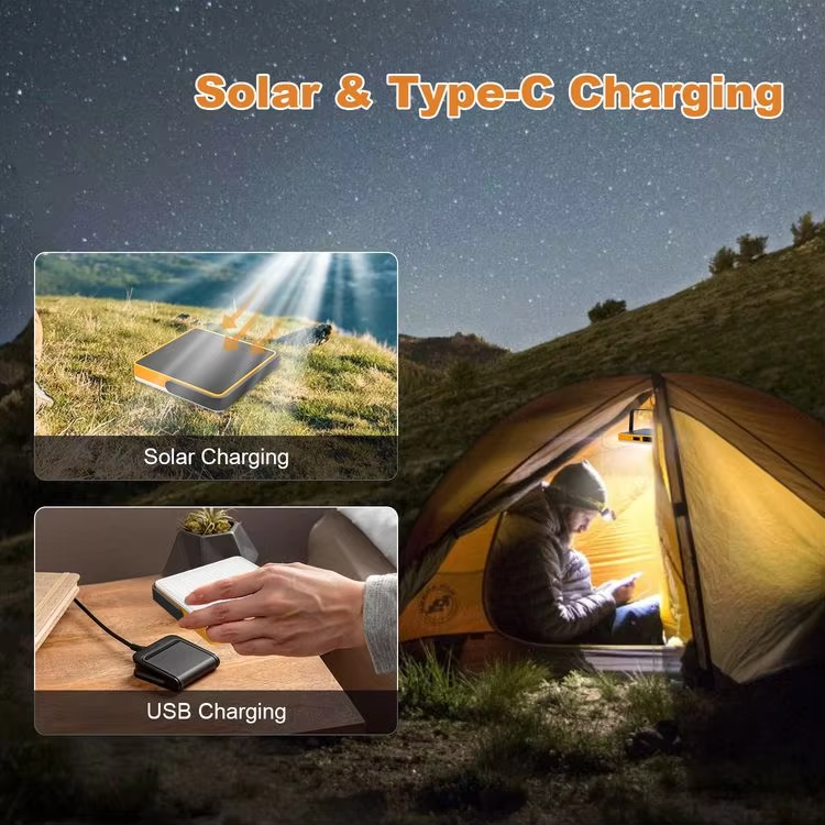 High Quality Outdoor LED Solar Camping Lantern Portable Rechargeable IPX4 Waterproof Flashlight Battery Powered Emergency Lights