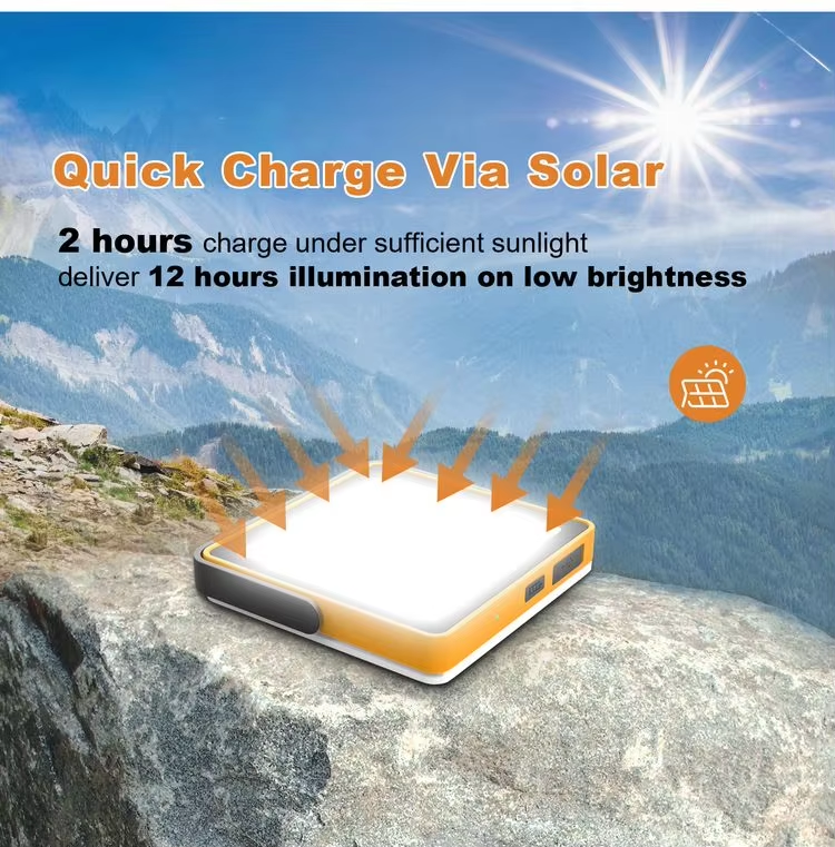 High Quality Outdoor LED Solar Camping Lantern Portable Rechargeable IPX4 Waterproof Flashlight Battery Powered Emergency Lights