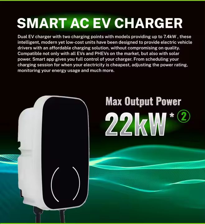 Portable Home Fast EV Charger | 7.4KW/22KW | Tuya App Control