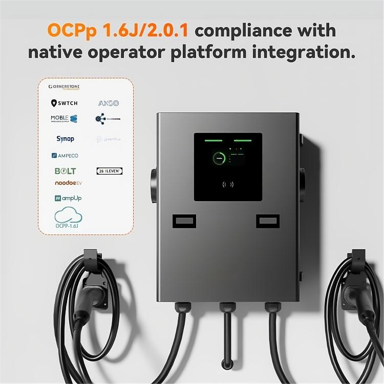 New OCPP2.0.1 AC EV Charger 14kW 22kW 44kW Wall-mounted Commercial EV Charger Station Type 2 Plug Fast Charging Socket
