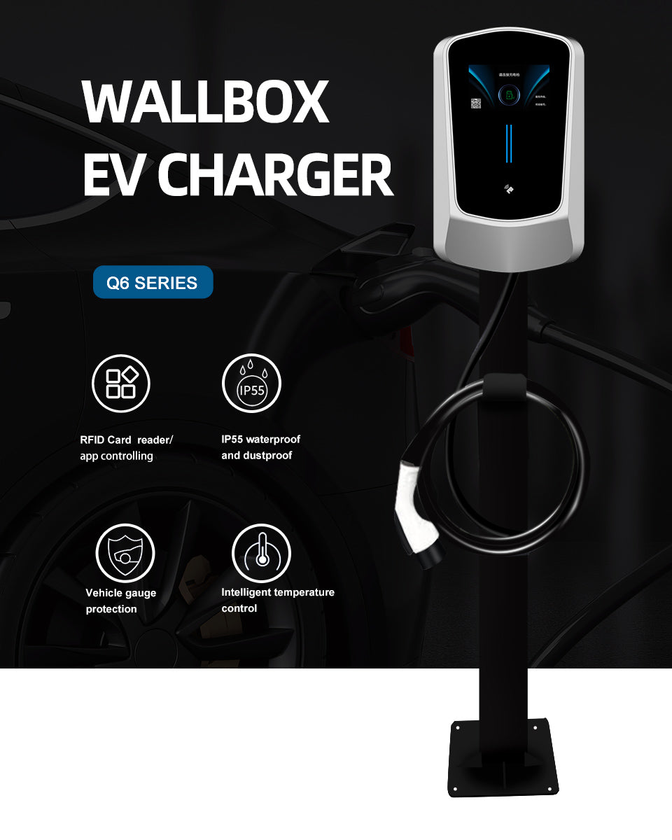 Wallbox EV Charger 7/11/22KW with 4.3" LCD | App, Card & Password Access