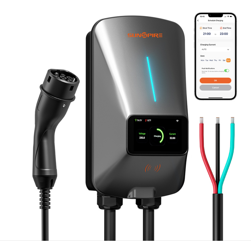Sunspire China Home Use Wholesale Type2 ev charger Indoor and outdoor installation BYD BMW Tesla 7KW 22KW 32A Electric Ev Charger Station
