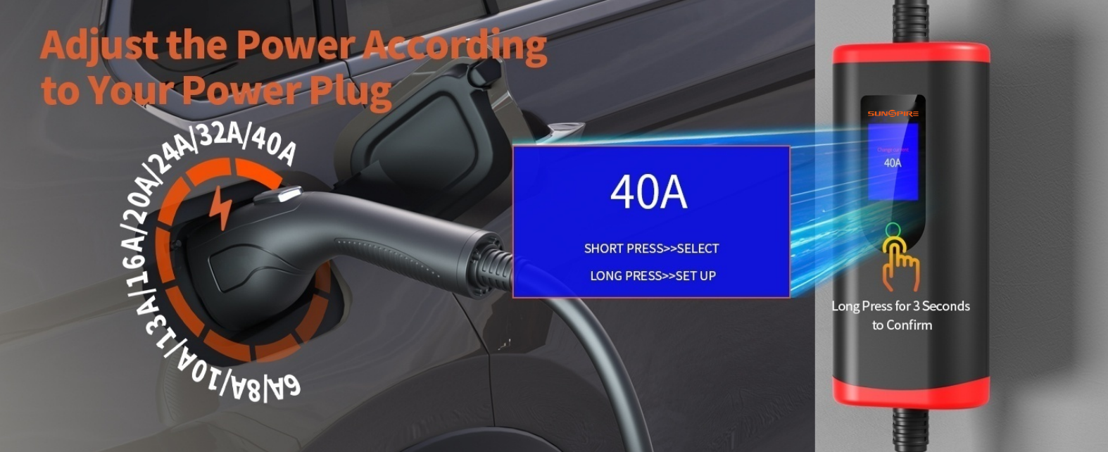 Wholesale Electric Car 16a 32a 3.5kw 7kw Ev Charging Station Portable Ev Charger with Screen Adjustable