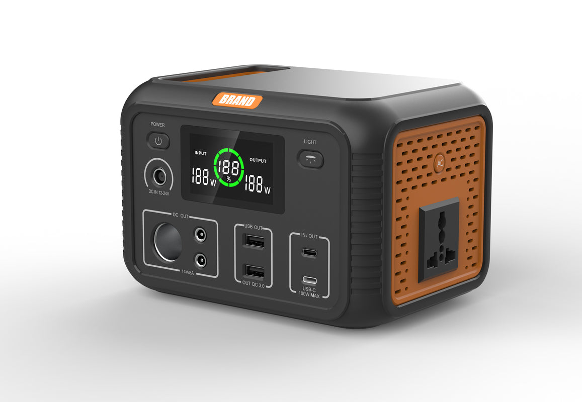 LiFePO4 Battery With LED Light Portable 300W Power Station Energy Storage Solar Generator