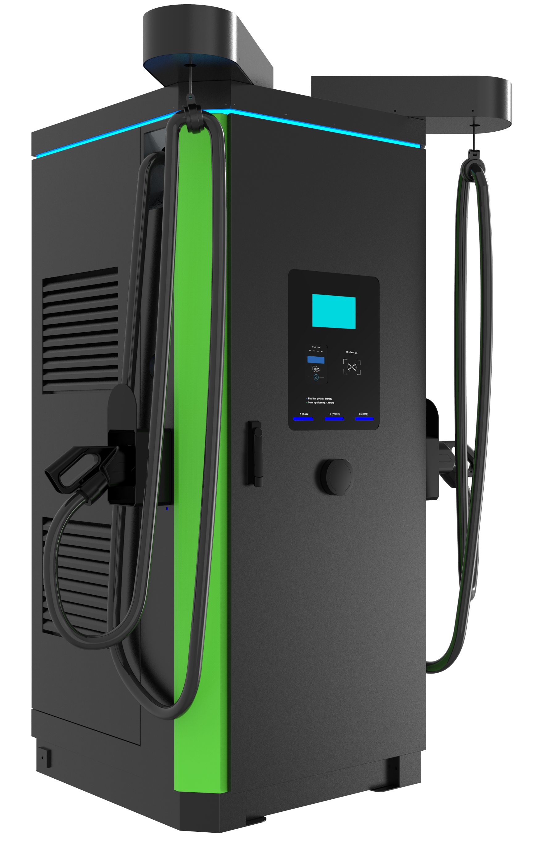Commercial 80kW~300kW TUV Dual Mode Fast Charger System Dual Gun CCS2 Rapid EV Charging Stations With POS APP