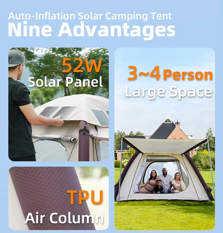 52W Automatic Inflatable Solar Tent