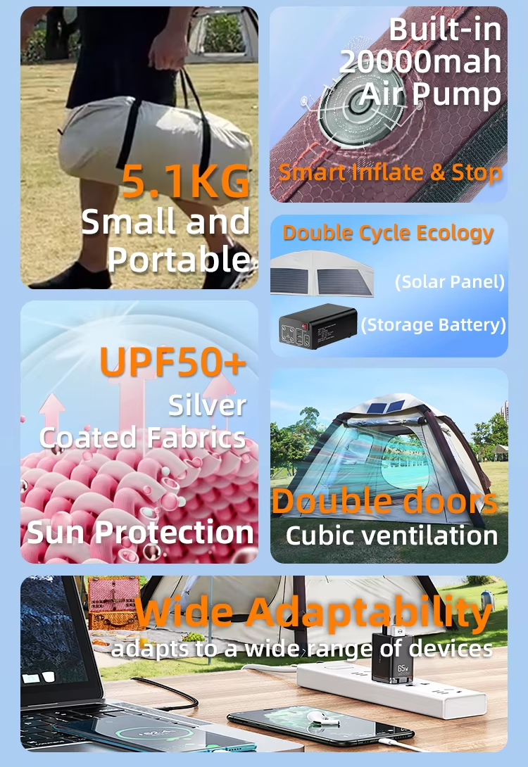 52W Automatic Inflatable Solar Tent