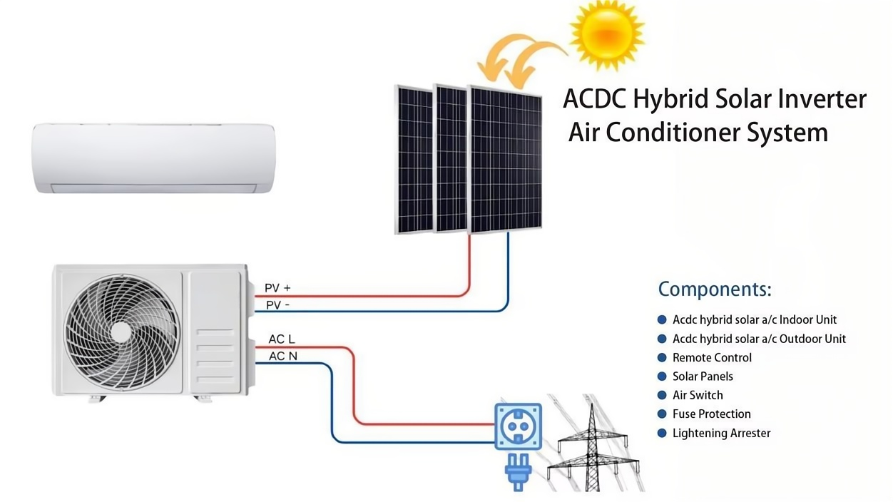 100% Aire Acondicionado Solar Sistema Split 48V CC Inverter/24 Horas 18000BTU 24000 100% Aire Acondicionado Solar/ Aire Acondicionado de Pared Split