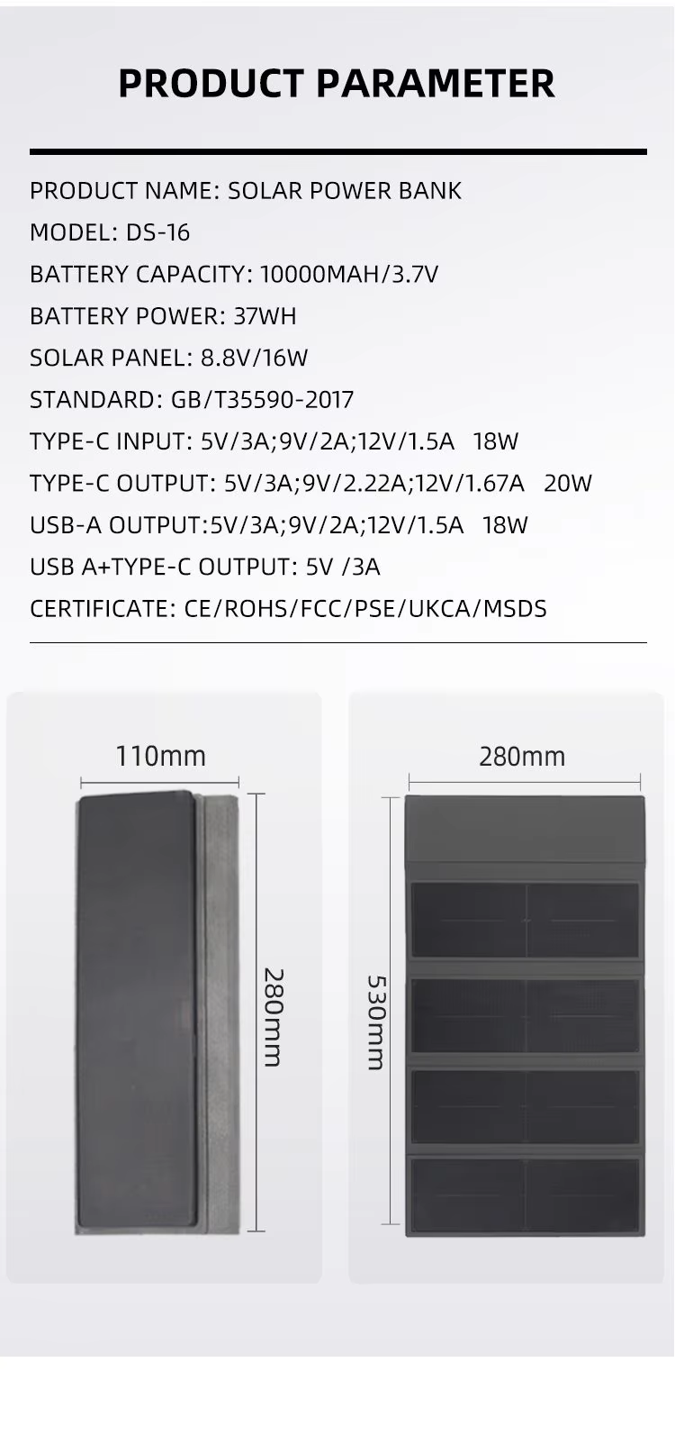 Solar Power Bank T-DS 10000