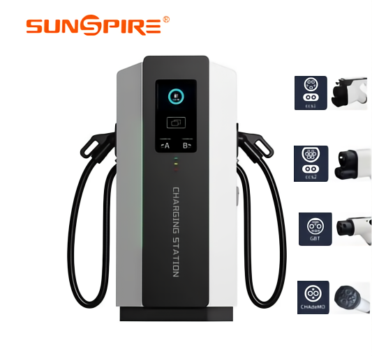 SUNSPIRE 60/80/120/160/180/240kW Commercial Electric Car Charger Fast DC Charge Station Floor-Mounted CCS1 CCS2 GBT for Business EV Charging