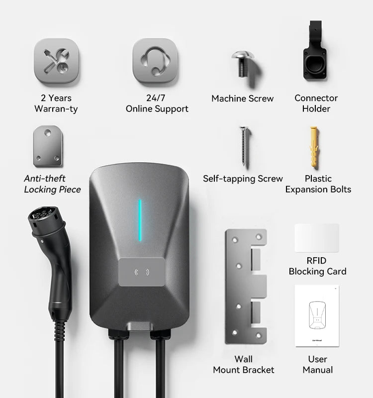 SUNSPIRE China Fast Ev Car Charger Europea 7KW 22Kw Electric Vehicle Charging Station OEM Factory APP Voice Control  BYD TESLA BMW