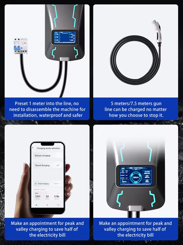 Sunspire European Standard Ip65 WiFi Level 2 Car EV Charger 32A 7KW 22KW Wall-mounted Fast Electric Charging Station For Home UseType2