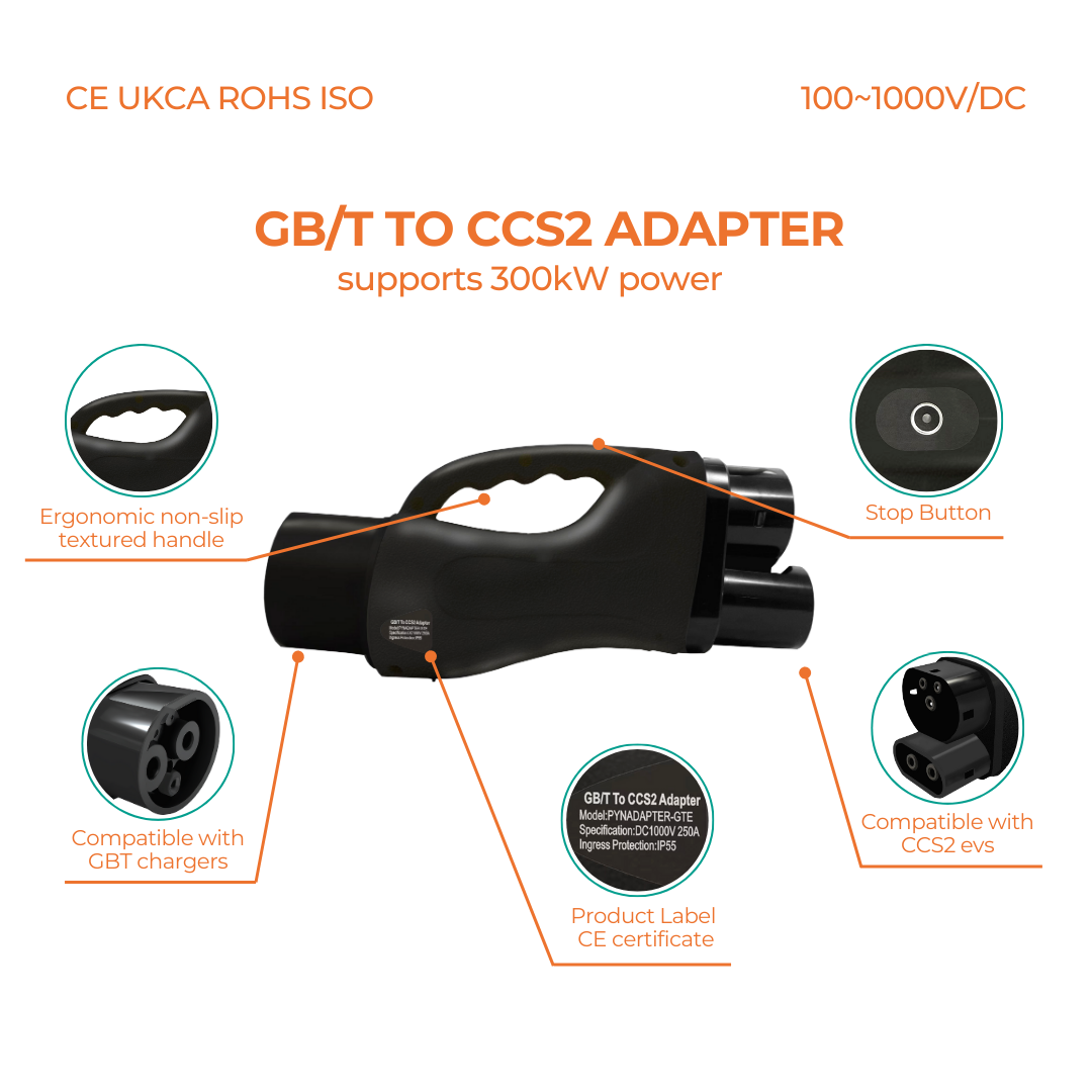 Sunspire Gbt to Ccs2 Evse Charging Connector Ce Ev Dc Charger Adapter  For Tesla  250A BYD BMW